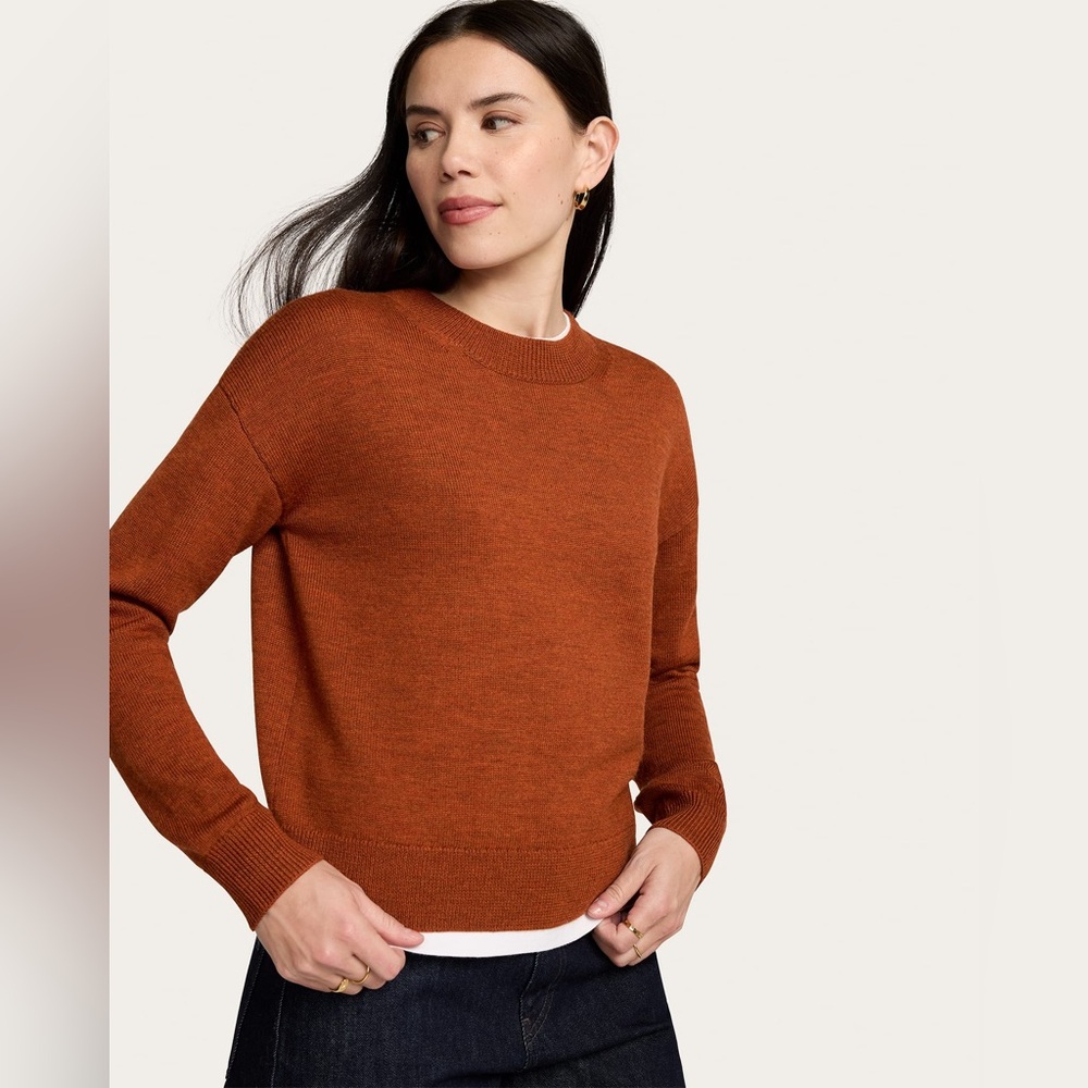 Pendleton Crew Neck Long Sleeve Sweater Rust Orange Heathered Merino Wool Sz XL